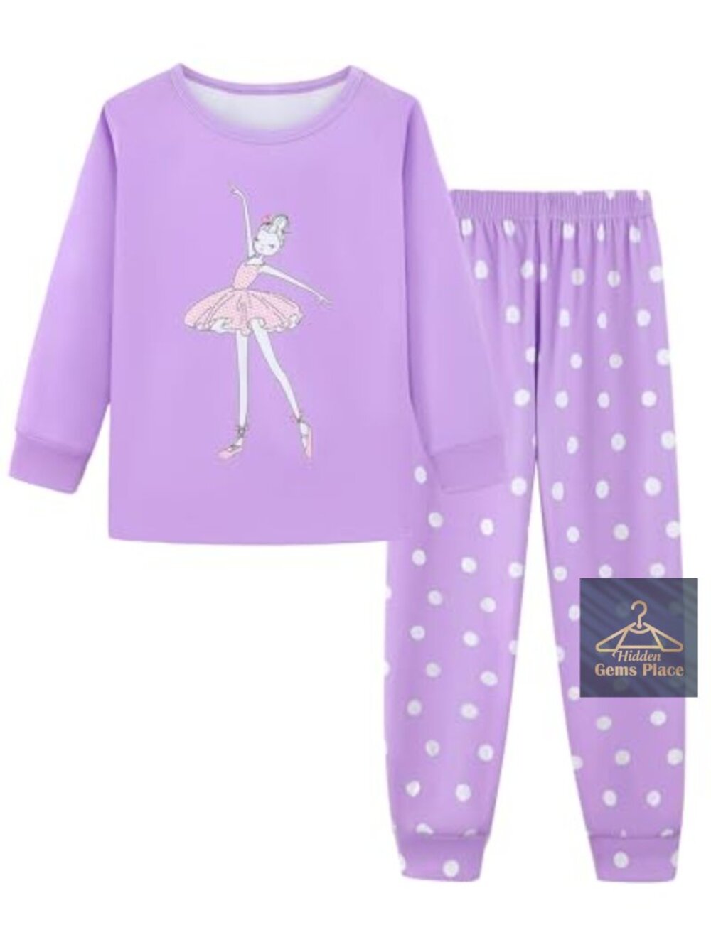 Girls 2 Piece Pajama Set Long Sleeve Top & Cuffed Pants Sleepwear